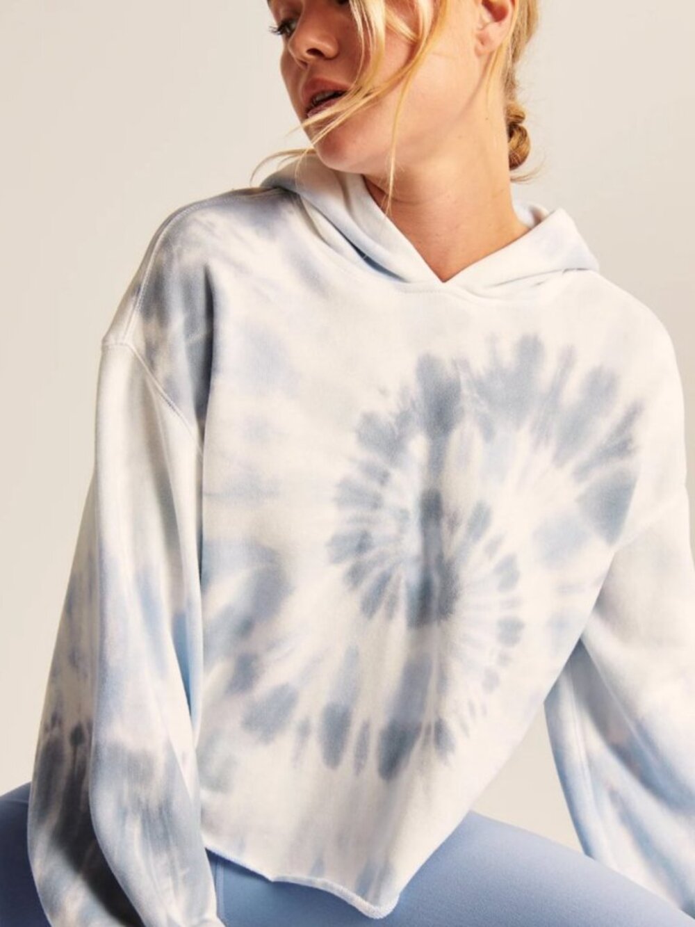 Abercrombie & Fitch Women’s Tie-Dye Terry Cutoff Popover Hoodie